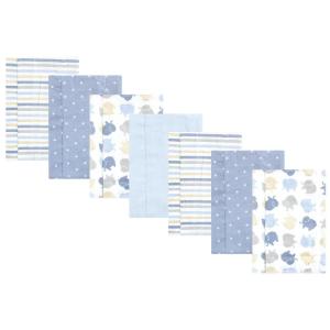 imageHudson Baby Unisex Baby Cotton Flannel Burp Cloths 7Pack Multi Color Boy Elephant One SizeMulti Color Boy Elephant