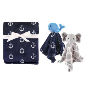 imagePlush Blanket with Security Blankets 2PackBoy WhaleGray Elephant