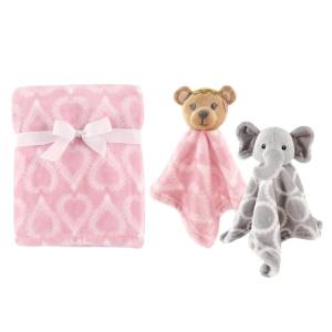 imagePlush Blanket with Security Blankets 2PackGirl BearGray Elephant