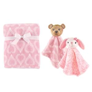 imagePlush Blanket with Security Blankets 2PackGirl BearPink Bunny