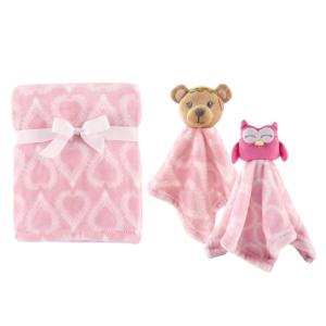 imagePlush Blanket with Security Blankets 2PackGirl BearPink Owl