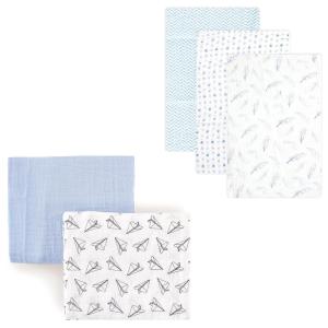 imageMuslin Swaddle Blanket 5PackPaper AirplaneBlue Feather