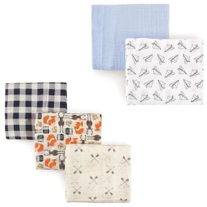 imageMuslin Swaddle Blanket 5PackPaper AirplaneBlue Forest