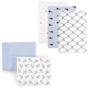 imageMuslin Swaddle Blanket 5PackPaper AirplaneBlue Whale