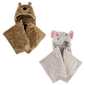 imagePlush Hooded Blanket 2PackBearPretty Elephant