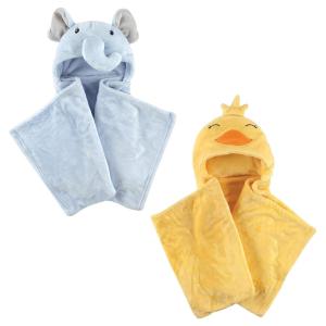 imagePlush Hooded Blanket 2PackBlue ElephantDuck