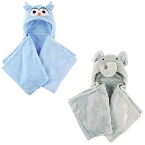 imagePlush Hooded Blanket 2PackBlue OwlElephant