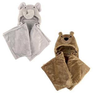 imagePlush Hooded Blanket 2PackElephantBear