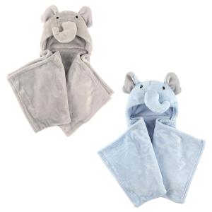 imagePlush Hooded Blanket 2PackElephantBlue Elephant