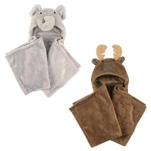 imagePlush Hooded Blanket 2PackElephantMoose