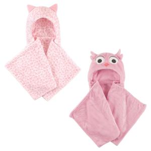 imagePlush Hooded Blanket 2PackLeopardPink Owl