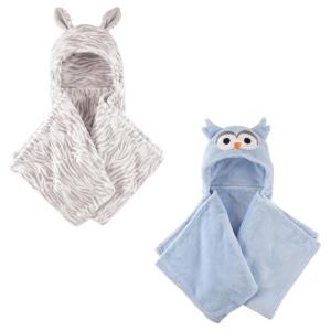 imagePlush Hooded Blanket 2PackZebraBlue Owl