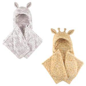 imagePlush Hooded Blanket 2PackZebraGiraffe