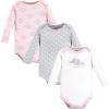 imageHudson Baby Unisex Baby Cotton LongSleeve Bodysuits Pink Gray Elephant 3Pack 69 Months