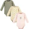 imageHudson Baby Unisex Baby Cotton LongSleeve Bodysuits Sage Floral Wreath 3 Pack Newborn