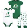imageHudson Baby Unisex Cotton Bodysuit and Pant SetGreen
