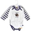 imageHudson Baby babyboys Cotton Longsleeve Bodysuits 3packGray Football Buddy