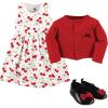 imageHudson Baby babygirls Cotton Dress Cardigan and Shoe Multipack SetCherries
