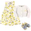 imageHudson Baby babygirls Cotton Dress Cardigan and Shoe Multipack SetLemon