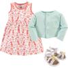 imageHudson Baby babygirls Cotton Dress Cardigan and Shoe Multipack SetSea