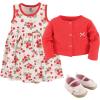 imageHudson Baby babygirls Cotton Dress Cardigan and Shoe Multipack SetStrawberry