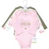 imageHudson Baby babygirls Cotton Longsleeve Bodysuits 3packMom Dad Floral