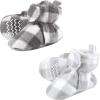 imageHudson Baby BabyGirls Animal Fleece Booties 2Pack SocksCharcoal Gray White Plaid