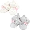 imageHudson Baby BabyGirls Animal Fleece Booties 2Pack SocksGray Elephant Lamb