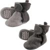 imageHudson Baby Cozy Fleece Booties with Non Skid Bottom 2 Pack Charcoal 4T