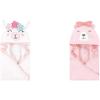 imageHudson Baby Girl Animal Face Hooded Towel 2Pack Bear Girl SwanFlower Llama Bear Girl