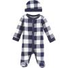 imageHudson Baby Unisex Baby Thermal Preemie Sleep and Play and CapNavy Plaid