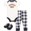 imageHudson Baby babygirls Cotton Bodysuit Pant and Shoe SetBrown Navy Mamas Boy