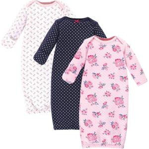 imageHudson Baby Baby Girls Quilted Cotton Gowns 3pkPink Navy Floral