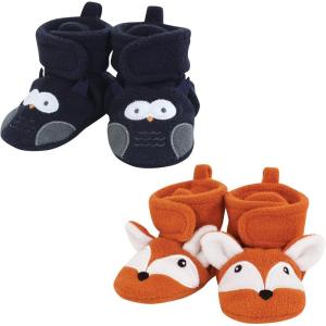 imageHudson Baby BabyGirls Animal Fleece Booties 2Pack SocksNavy Owl Fox