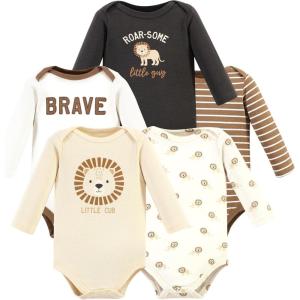 imageHudson Baby Unisex Baby Cotton LongSleeve Bodysuits Brave Lion 5 Pack Preemie