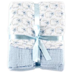 imageHudson Baby Unisex Baby Cotton Muslin Swaddle Blankets Blue Whales 3PackBlue Sheep