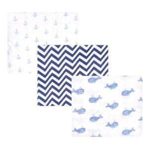 imageHudson Baby Unisex Baby Cotton Muslin Swaddle Blankets Blue Whales 3PackBlue Whales