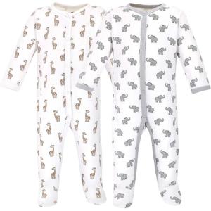 imageHudson Baby Unisex Baby Cotton Sleep and PlayElephant Giraffe