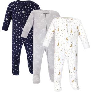 imageHudson Baby Unisex Baby Cotton Sleep and PlayNavy Stars Moons