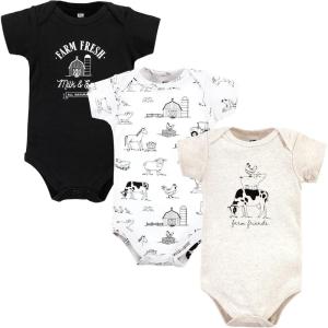 imageHudson Baby babyboys Cotton Bodysuits 3packFarm Friends