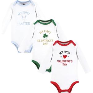 imageHudson Baby babyboys Cotton Longsleeve Bodysuits 3packBoy First Valentine Easter