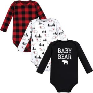 imageHudson Baby babyboys Cotton Longsleeve Bodysuits 3packBuffalo Plaid Bear