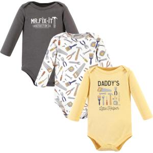 imageHudson Baby babyboys Cotton Longsleeve Bodysuits 3packConstruction Work