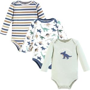 imageHudson Baby babyboys Cotton Longsleeve Bodysuits 3packDino Friends