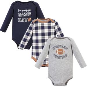 imageHudson Baby babyboys Cotton Longsleeve Bodysuits 3packFootball Huddles
