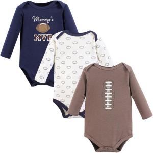 imageHudson Baby babyboys Cotton Longsleeve Bodysuits 3packFootball Mvp