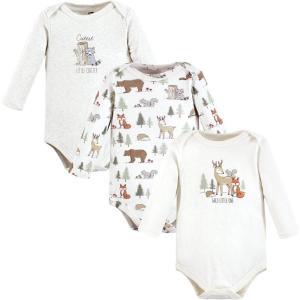 imageHudson Baby babyboys Cotton Longsleeve Bodysuits 3packForest Animals