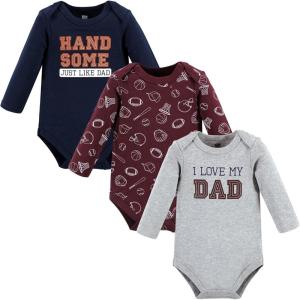 imageHudson Baby babyboys Cotton Longsleeve Bodysuits 3packLove Dad
