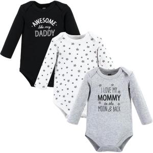 imageHudson Baby babyboys Cotton Longsleeve Bodysuits 3packMom Dad Moon Back