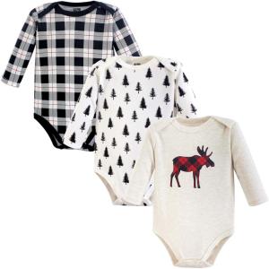 imageHudson Baby babyboys Cotton Longsleeve Bodysuits 3packMoose
